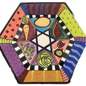 VNT Passover Seder Ceremonial Plate Only - Modern, Jewish ~ Judaica~ Art‎ Deco-